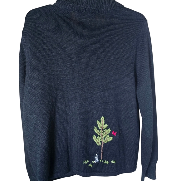 NWT Vintage Timberlea Full Zip Ramie Knit Forest Animal Embroidered Size Large - Picture 6 of 7